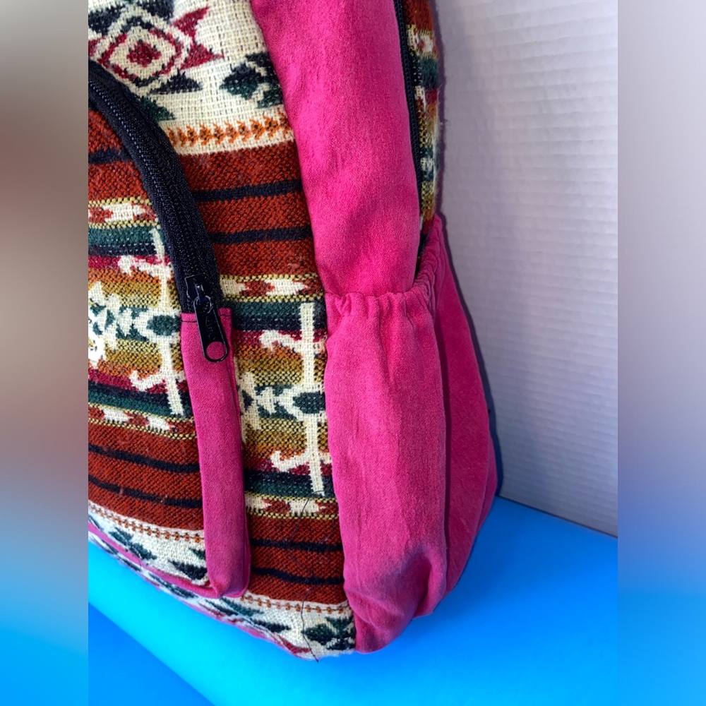 Pink And Brown Patterned Backpack - image 4